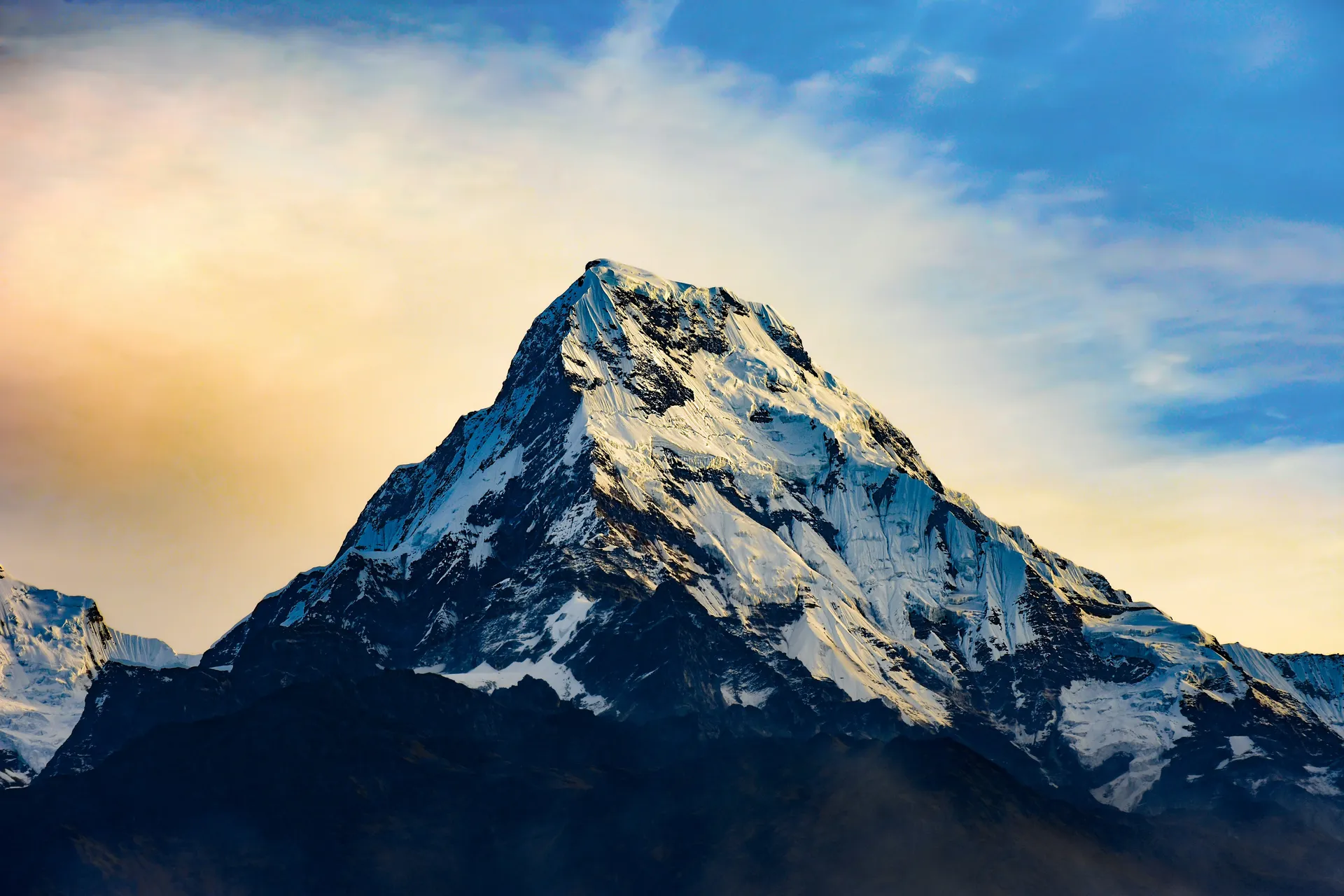 Machapuchare Fishtail Peak at golden hour