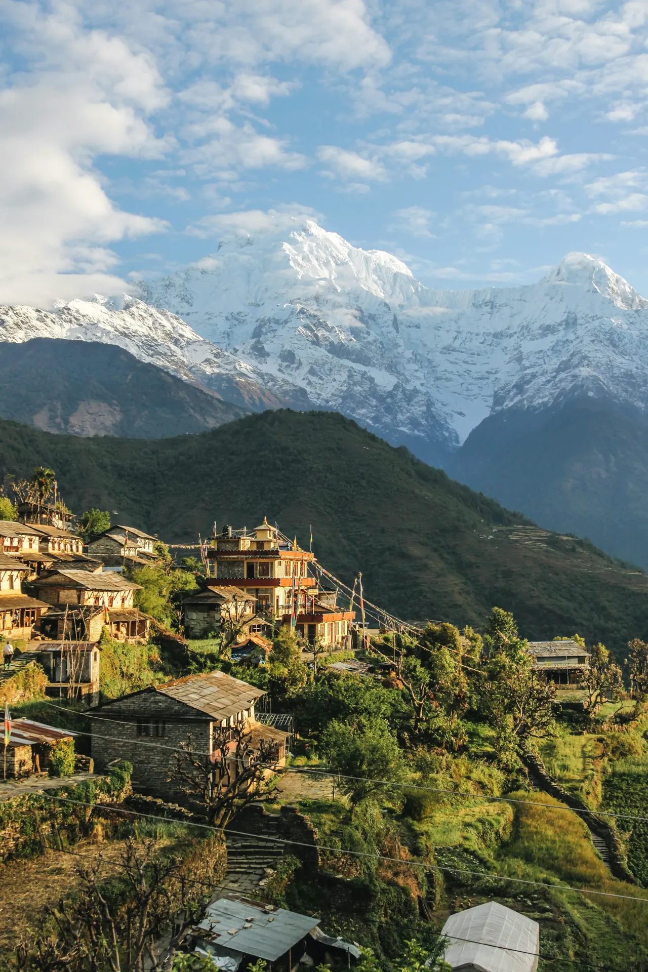 Gurung village with Annapurna South behind