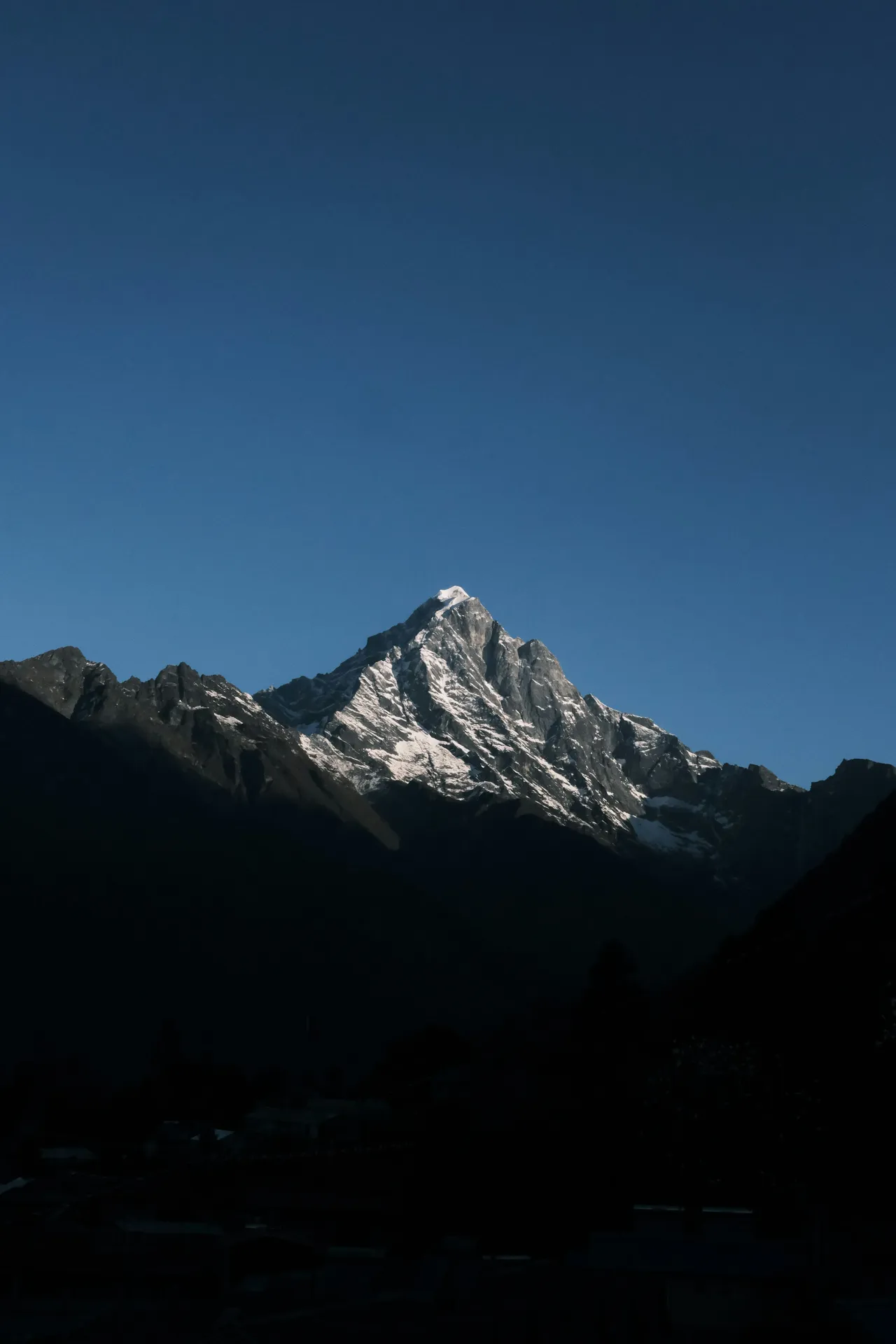 Dramatic mountain peak at dusk in the Everest region