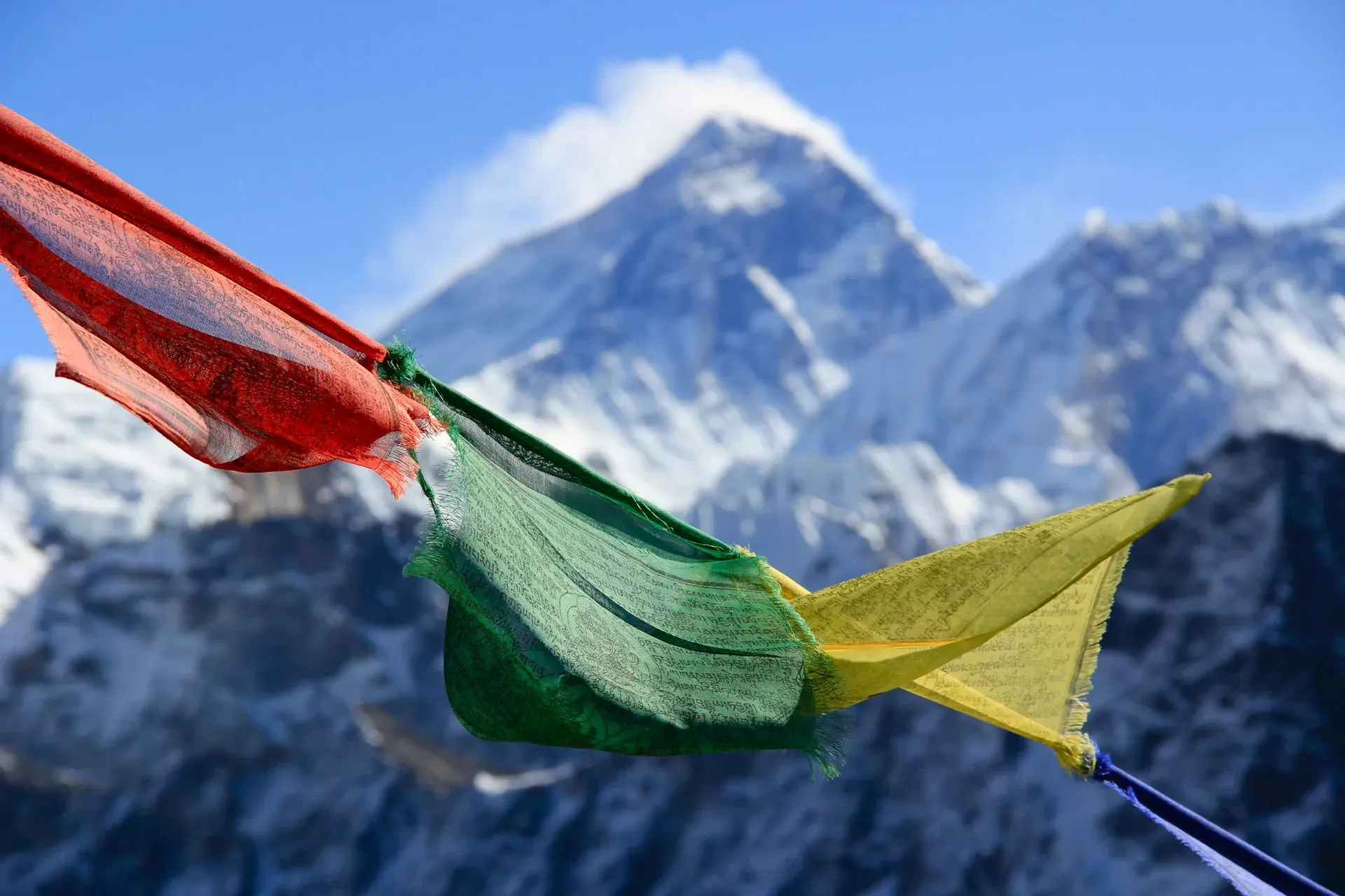 Prayer flags at Gokyo Ri summit